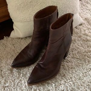 Brown leather booties